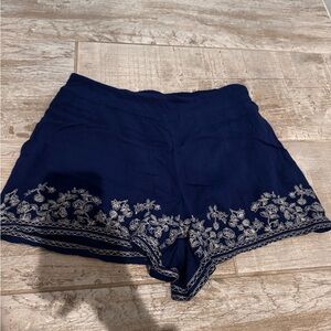 High Waist Flowy Navy Shorts